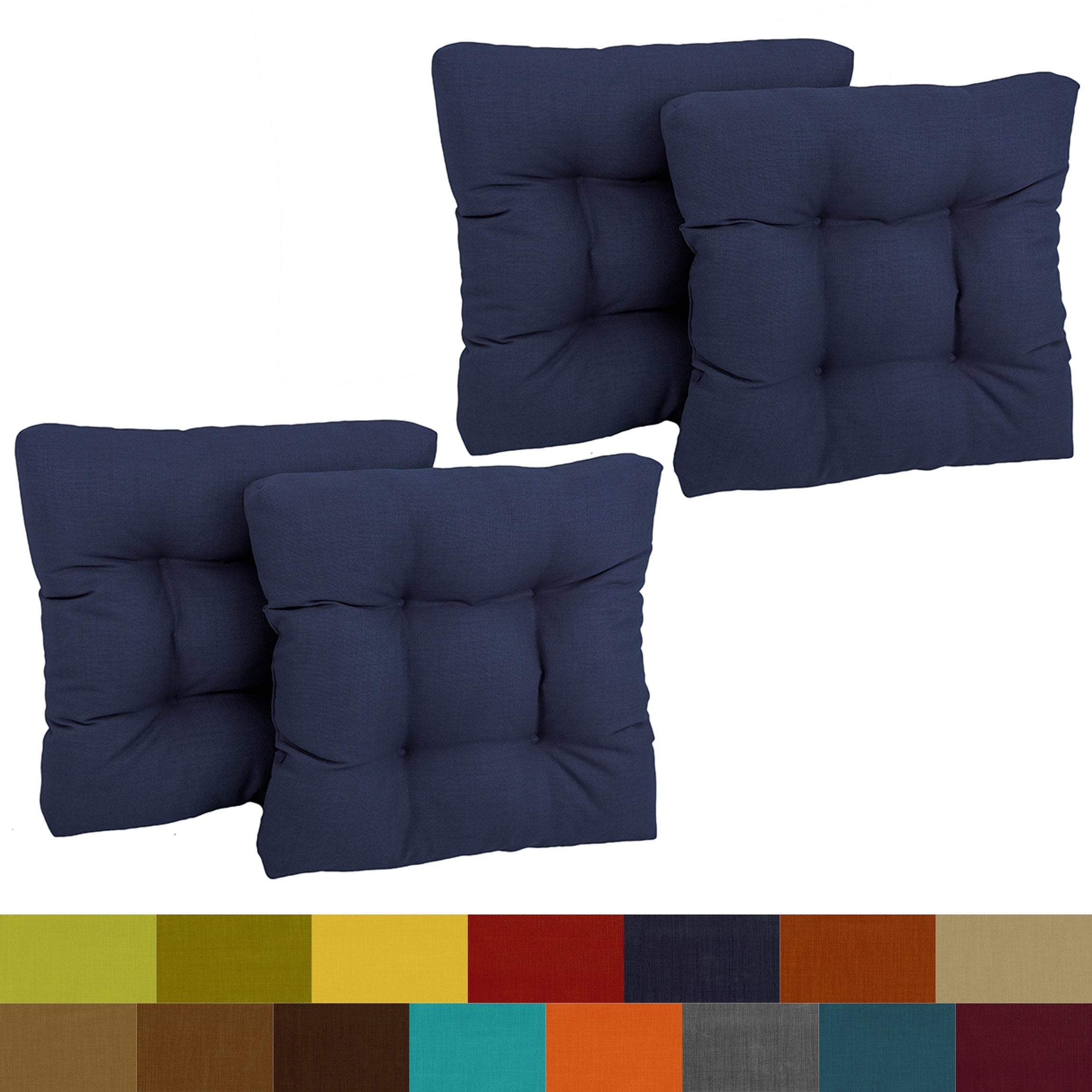 19-inch Square Tufted Indoor/Outdoor Chair Cushions (Set of 4) - 19