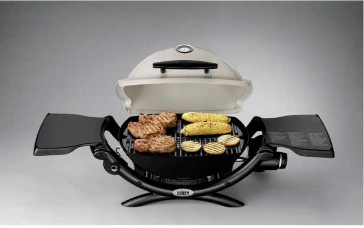 Weber 51010001 Q1200 1-Burner Portable Tabletop Propane Gas Grill in Black with Built-In Thermometer