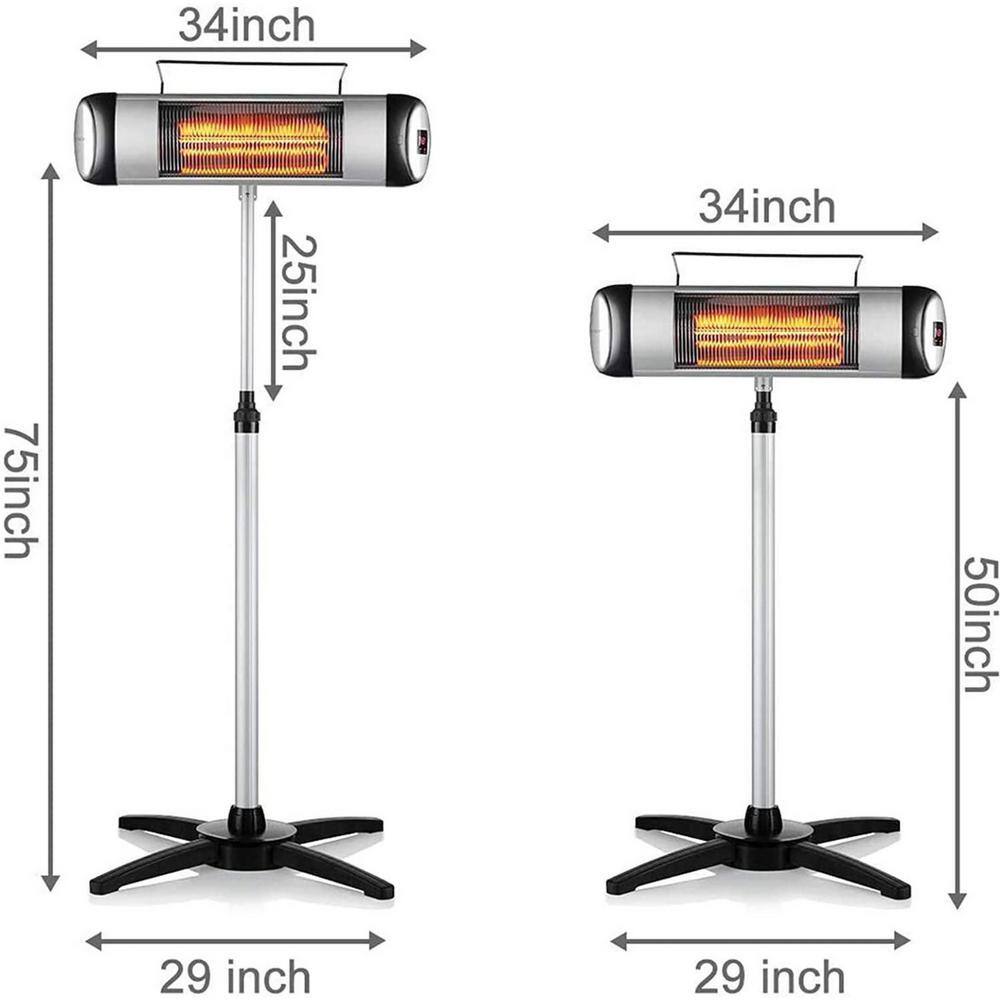 Ejoy 1500-Watt Carbon Infrared Electric Outdoor Free Standing Patio Heater with Remote Control 1500WOutdoorHeater