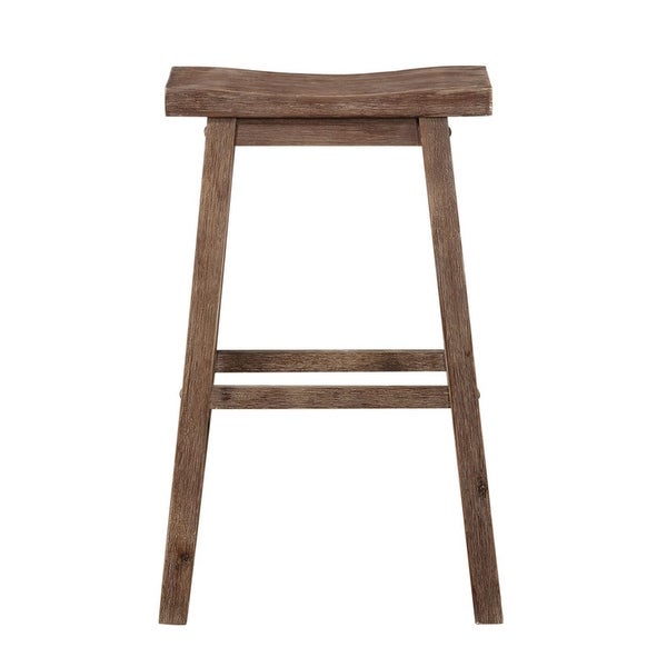 Wooden Frame Saddle Seat Bar Height Stool with Angled Legs， Large， Gray