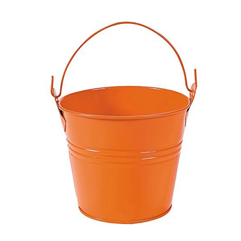 Wholesale mini round powder spraying metal bucket with handle for trick or treating/Easter gifts/Christmas gifts