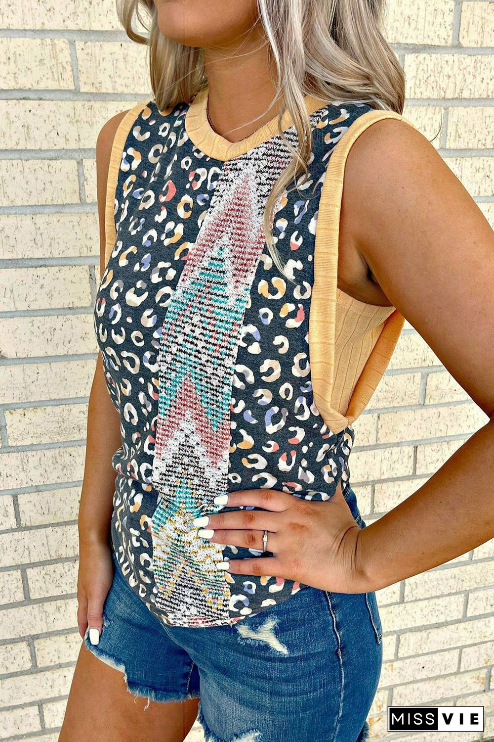 Leopard Chevron Print Tank Top