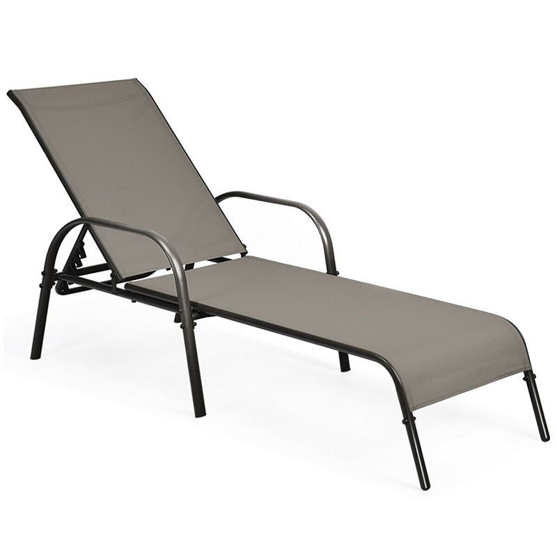 Adjustable Patio Chaise Folding Lounge Chair with Backrest