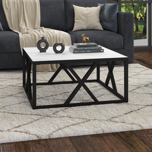 Jedrek 35'' Wide Square Coffee Table with Faux Marble Top