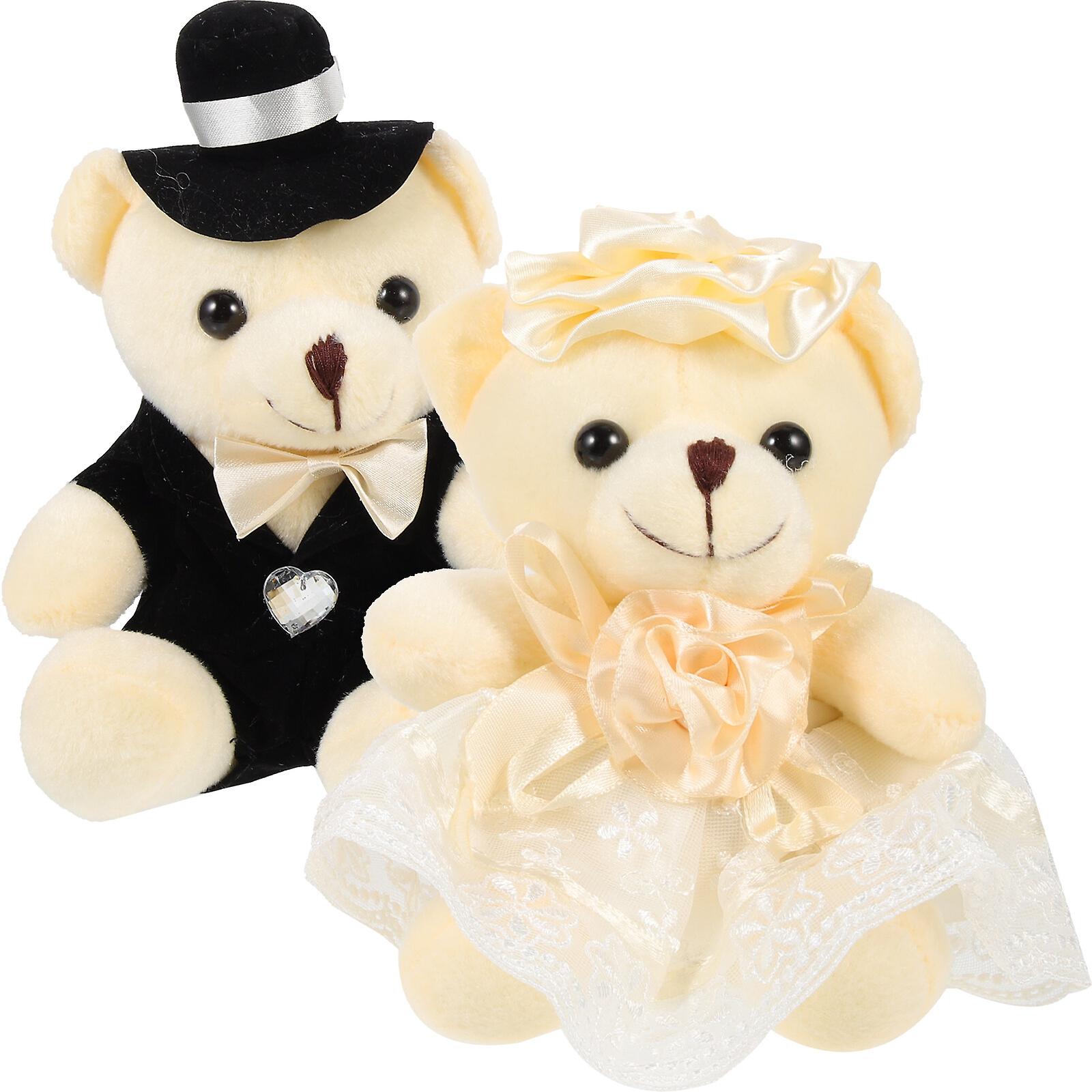 2pcs Wedding Bear Ornament Adorable Bear Modeling Toy Stuffed Bear Doll Kids Bear Toy