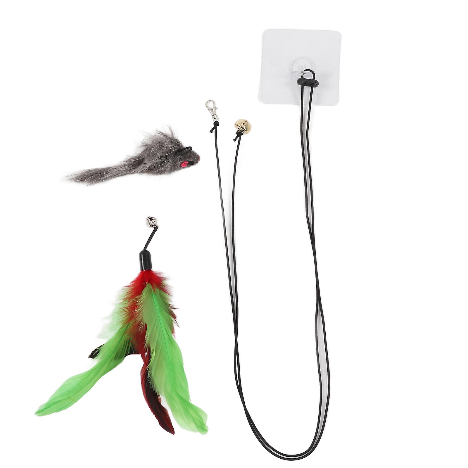 Hanging Funny Cat Toy Interactive Feather Mouse Teaser Cat Toy For Indoor And Outdoor Activitiesstick Hook