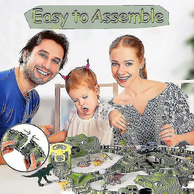 240 Pcs Dinosaur Toys， Dinosaur Toys Race Track Playset For Boys And Girls Gifts