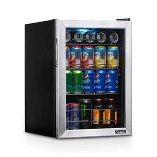 NewAir 17 in. 90 (12 oz.) Can Freestanding Beverage Cooler Fridge with Adjustable Shelves Stainless Steel AB-850