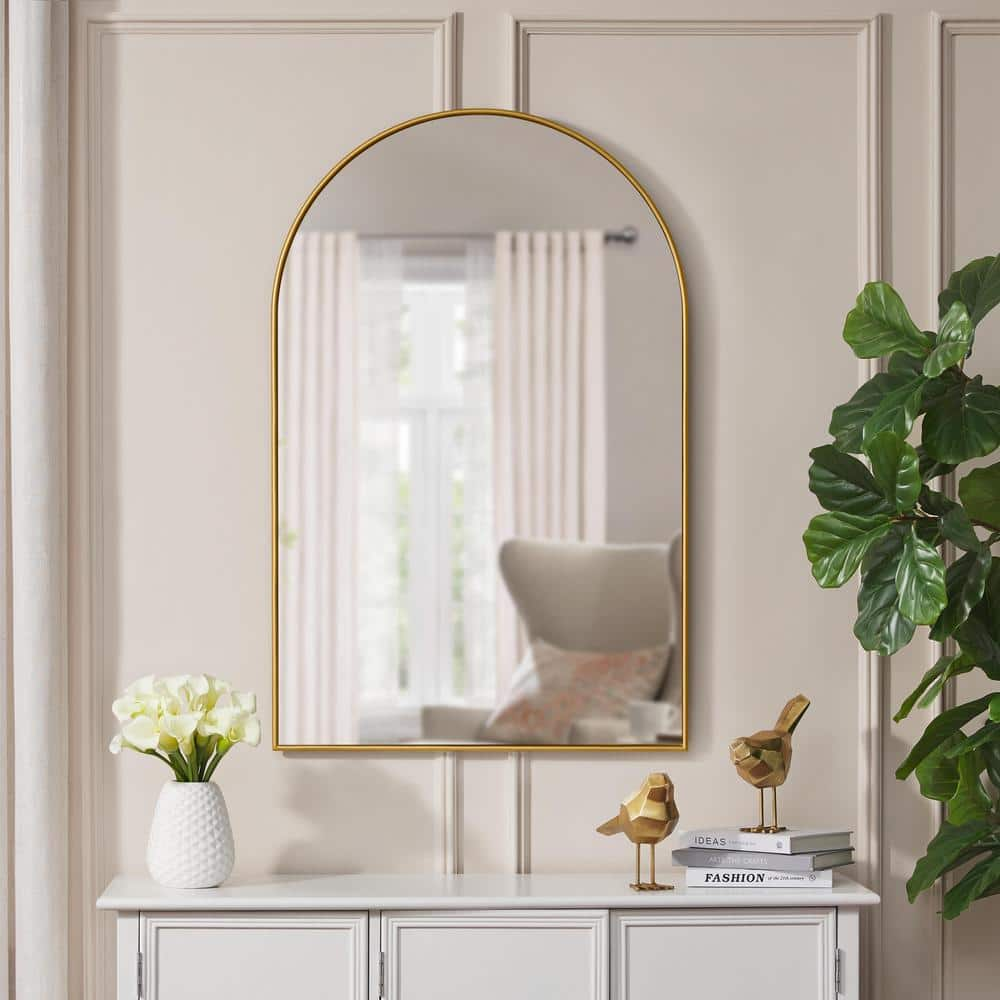 Home Decorators Collection Large Arched Gold Classic Accent Mirror (39 in. H x 26 in. W) H5-MH-725