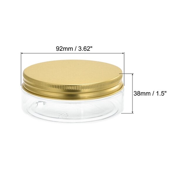 1oz/ 30ml Round Plastic Jars with Golden Aluminum Screw Top Lid 10Pcs - Clear - 50mm