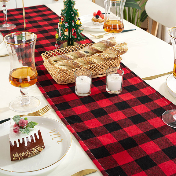 Muka Table Runner Buffalo Check Plaid Christmas Ta...