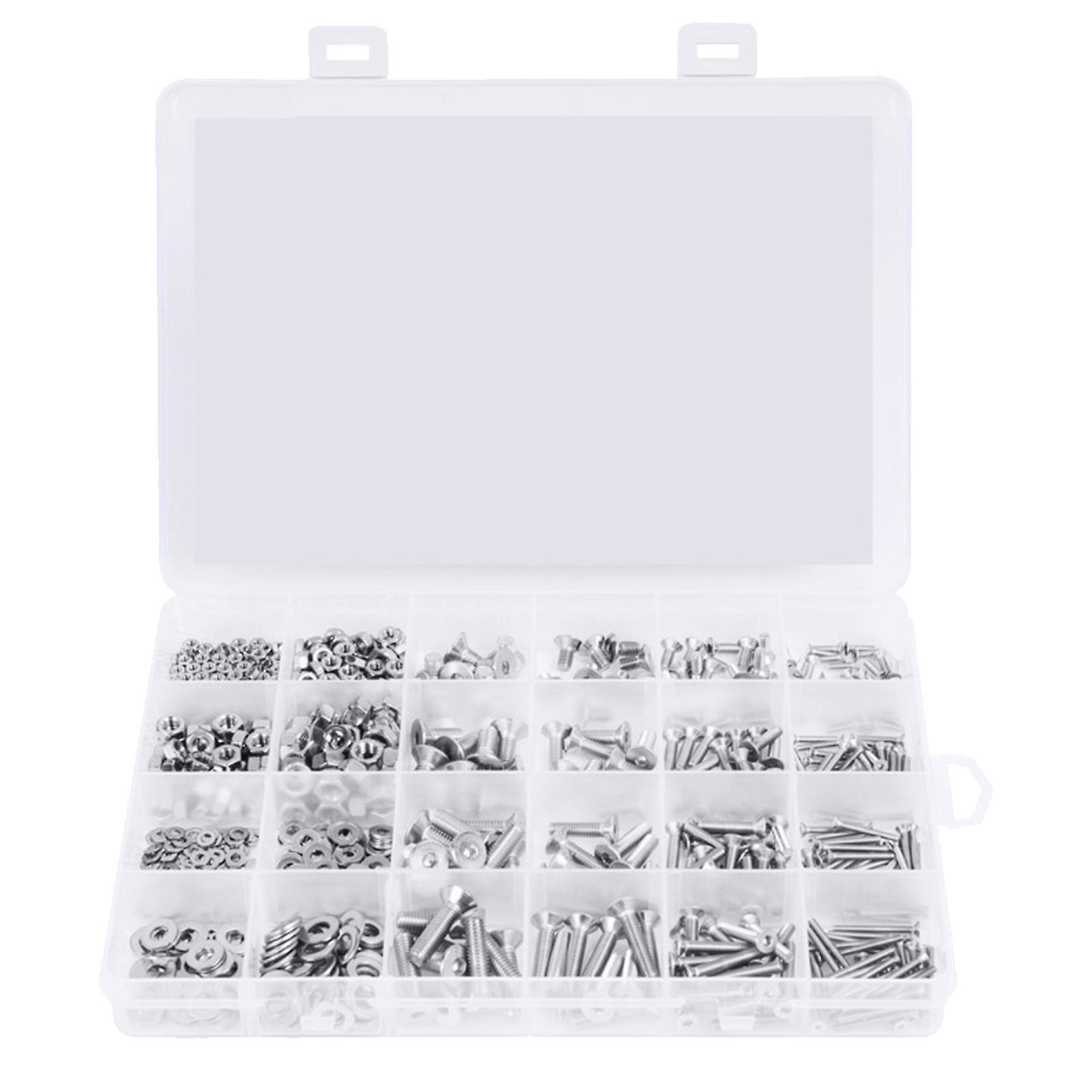 880pcs 304 Stainless Steel Countersunk Head Hexagon Combination Bolt M2 M3 M4 M5 Hexagon Nut Washer Screw Combined Kit