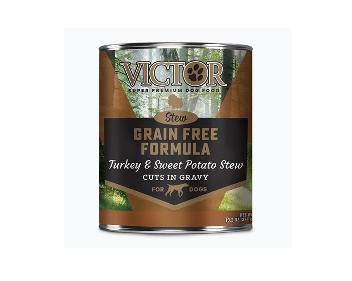 Victor Grain Free Formula Turkey  Sweet Potato Stew Cuts in Gravy Wet Dog Food，  13.2 oz. Can