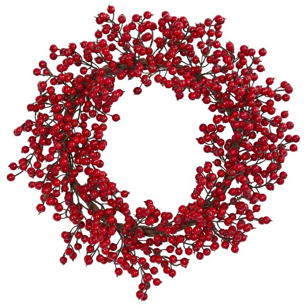 Nearly Natural 22 Berry Wreath