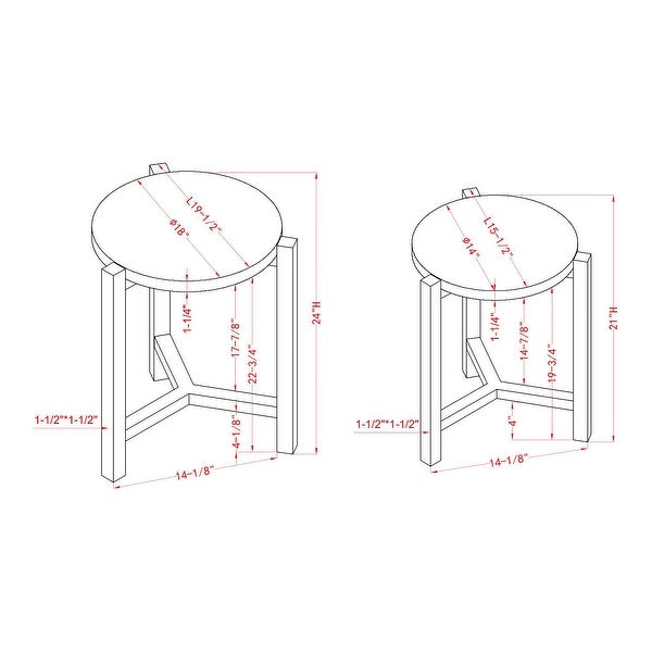 Furniture of America Bittar Brown Grey 20-inch Nesting Side Table