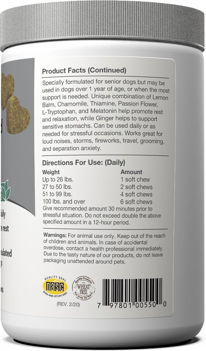 NaturVet Senior Advanced Calming Aid With Non-GMO Ingredients Dog Supplement