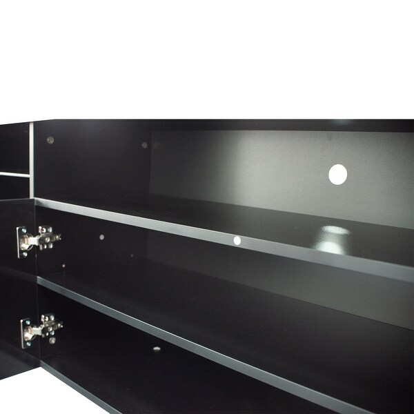 TV Stand Matte Body High Gloss Doors Modern TV Stand LED，Black