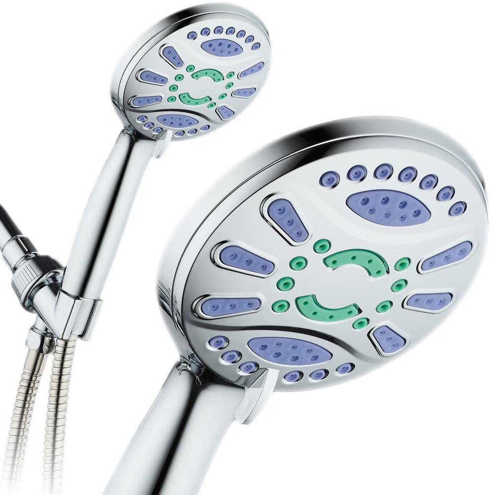 Aquastar Antimicrobial 6-Spray 4.3 in. High Pressure Single Wall Mount Handheld Adjustable Shower Head in Chrome 6730