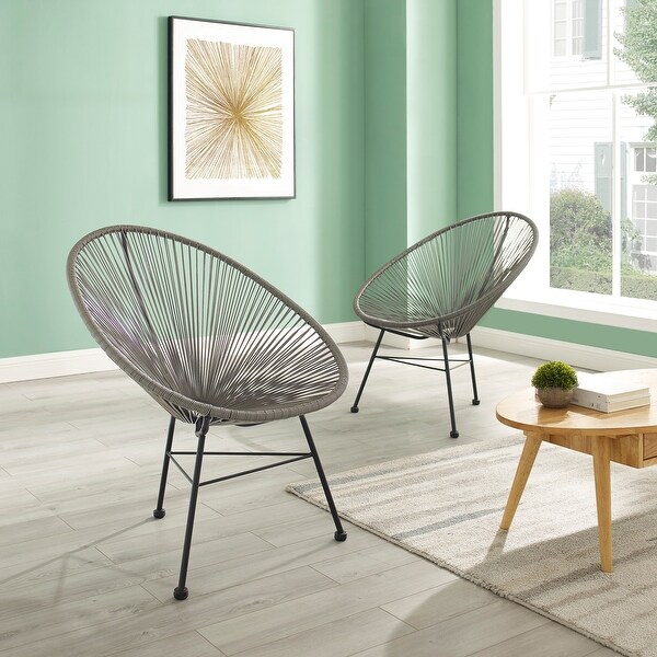 Corvus Sarcelles Acapulco Modern Wicker Bistro Chairs(Set of 2)