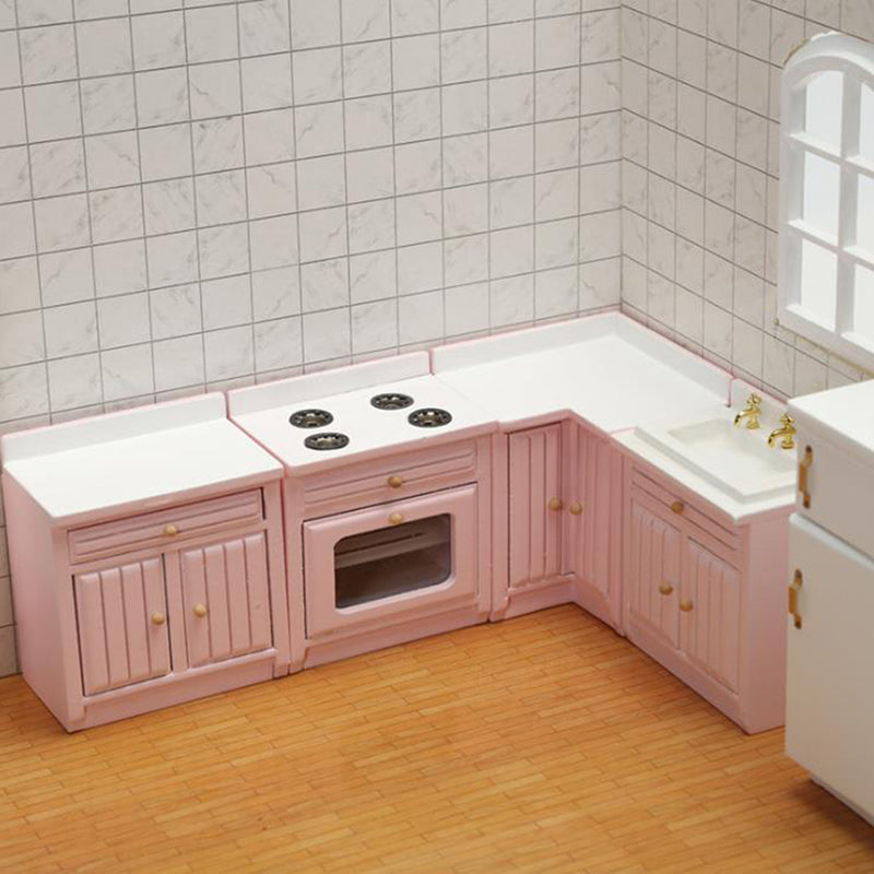 Buytra 1:12 Dollhouse Miniature Wooden Kitchen Furniture Cabinet Dollhouse Accessories