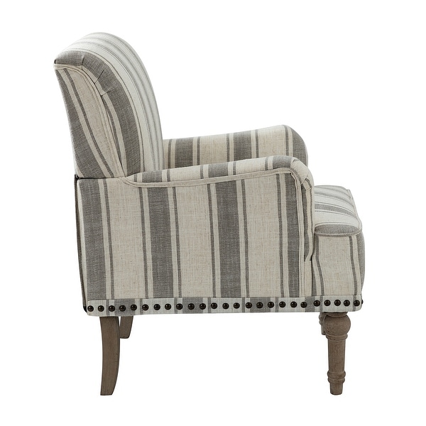 Geltrude Classic Upholstered Striped Armchair With Nailhead Trim Set of 2 by HULALA HOME