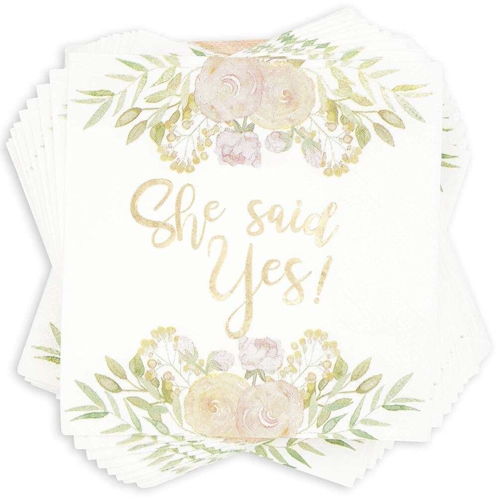 50x She Said Yes Disposable Paper Napkins for Bridal Showers  Luncheon Napkins