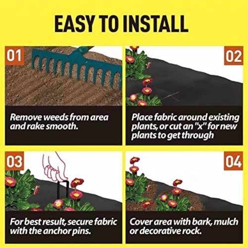 Agfabric 5 ft. x 100 ft. Black Heavy-Duty Landscape Fabric Pro Commercial Weed Barrier W1GC3205100BK