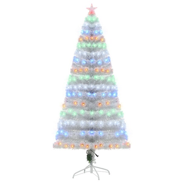 HOMCOM 6 ft. Prelit Artificial Christmas Tree with Stand，Colored Christmas Tree