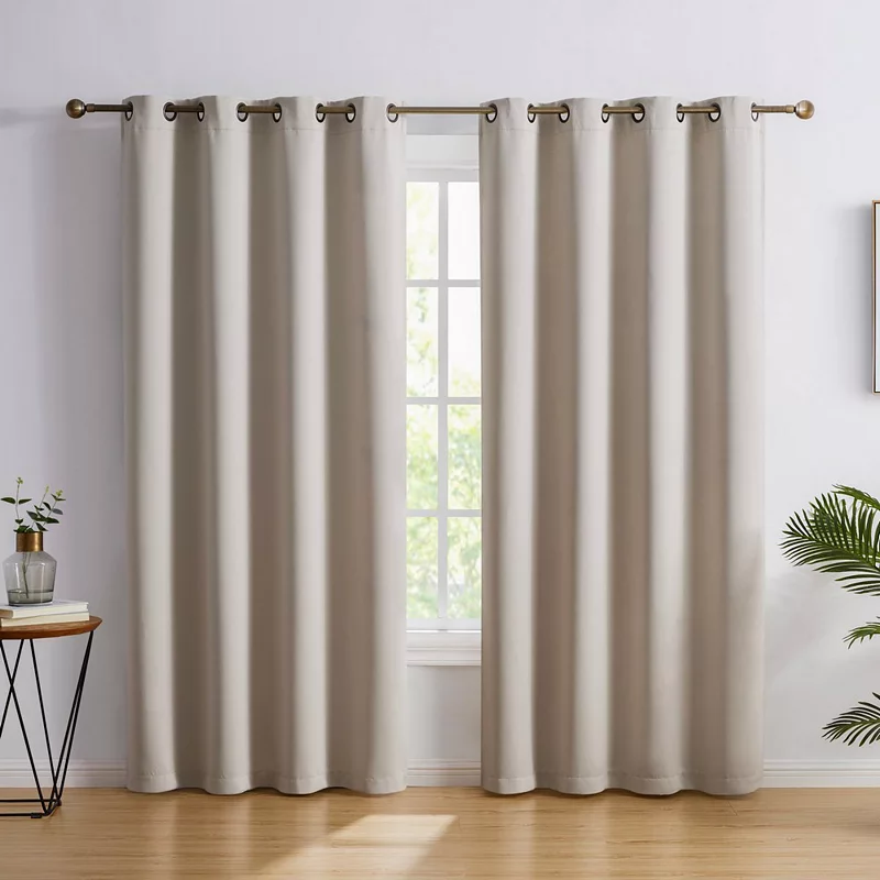 THD Cambridge Blackout Heavy Thermal Insulated Blocking Grommet Curtain Drapery Panels， Set of 2