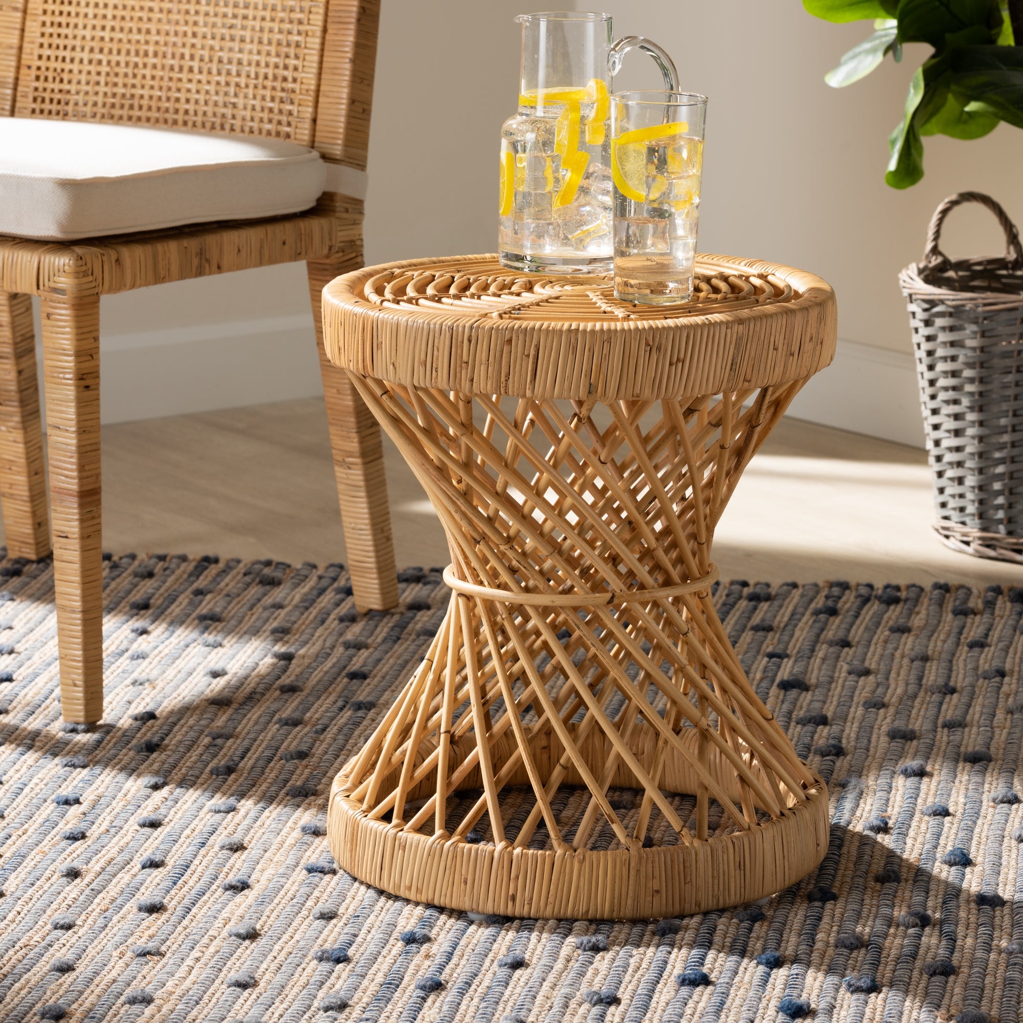 Seville Modern and Contemporary Natural Finished Rattan End Table