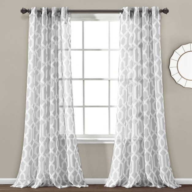 Sheer Edward Trellis Curtain Panels Gray Lush D cor