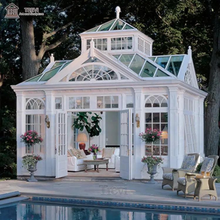 Garden Luxury Cast Metal Glass Sun Room Orangery Wrought Iron Large Gazebo