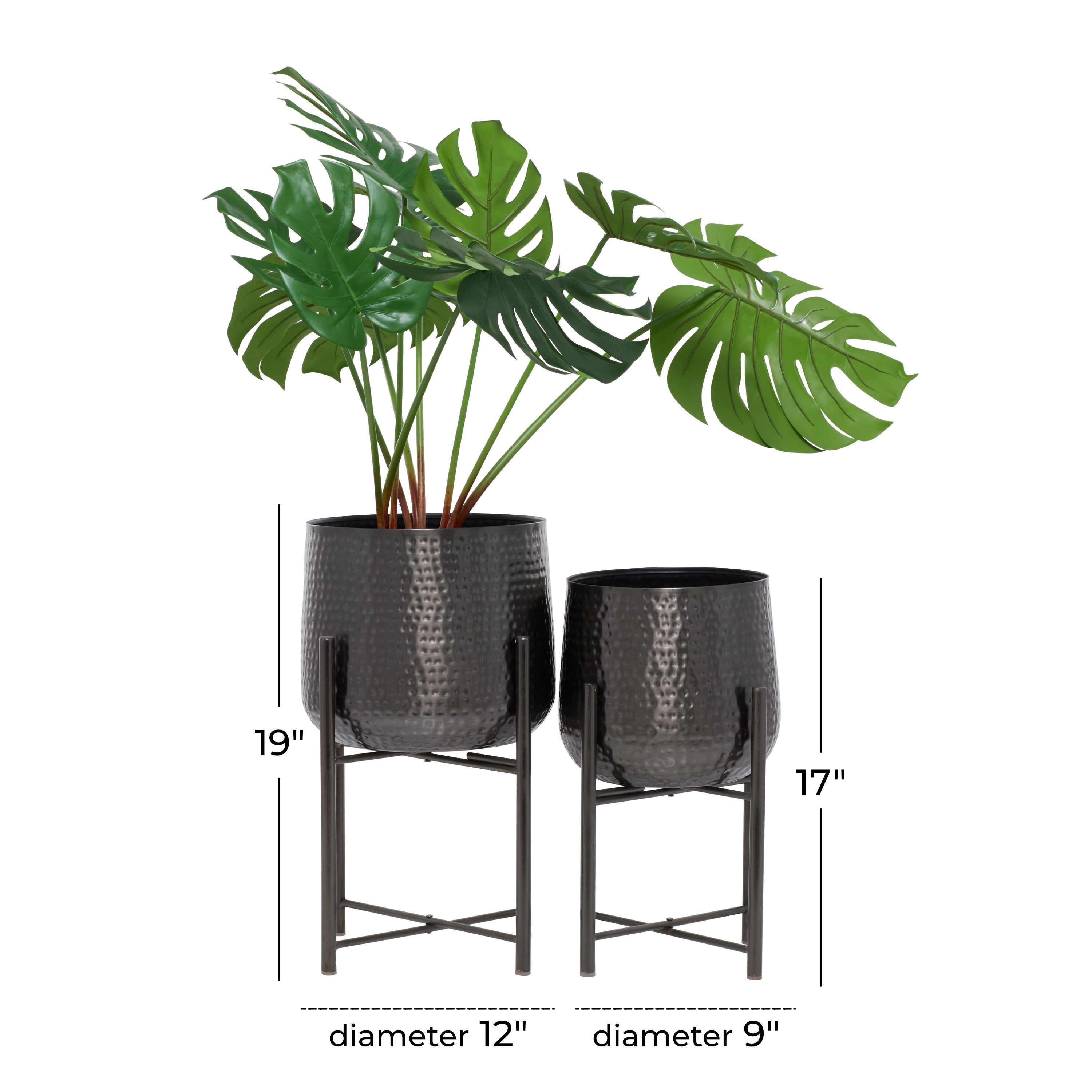 CosmoLiving by Cosmopolitan 19", 17"H Black Metal Planter with Removable Stand (2 Count)