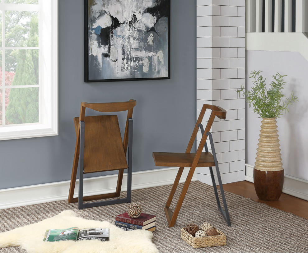 Boraam Sydney Folding Chair  Set of 2  Chestnut Wire Brush   Transitional   Folding Chairs And Stools   by Boraam Industries  Inc.  Houzz