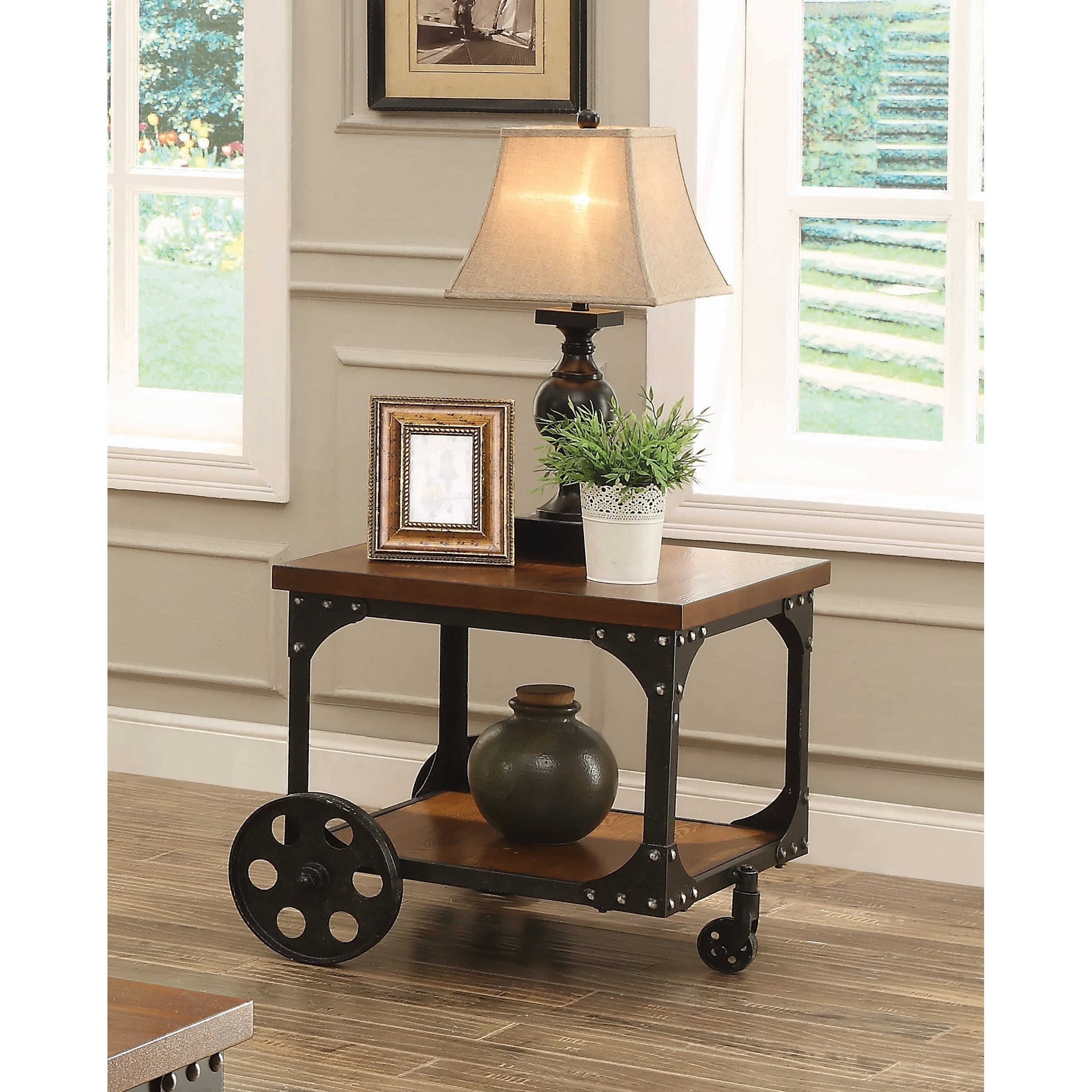 Coaster Furniture Shepherd Rustic Brown End Table with Casters