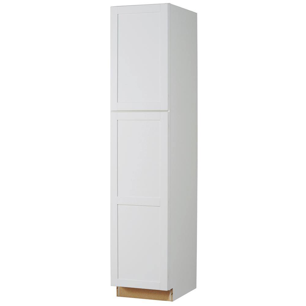 Hampton Bay Westfield Feather White Shaker Stock Assembled Pantry Cabinet (18 in. W x 23.75 in. D x 84 in. H) F11U18R