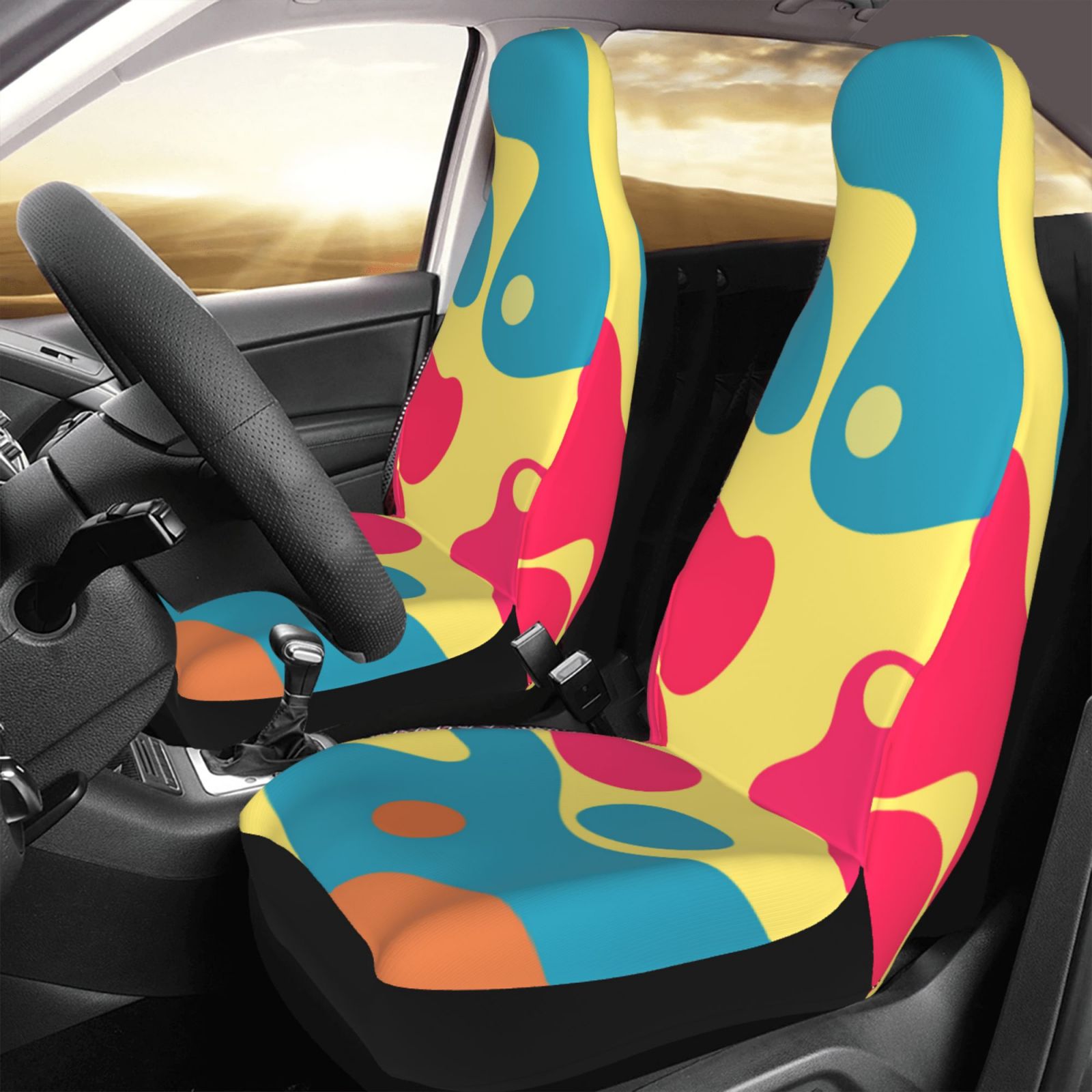 TEQUAN Front Seat Covers， Gorgeous Graffiti Camouflage Pattern 2 Piece Car Seat Cover Fit Most Car SUV Truck Van