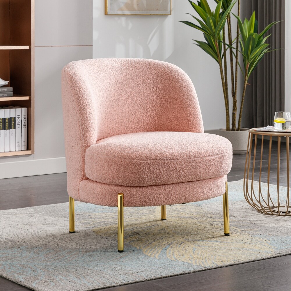 Boucle Upholstered Accent Chair With Gold Legs