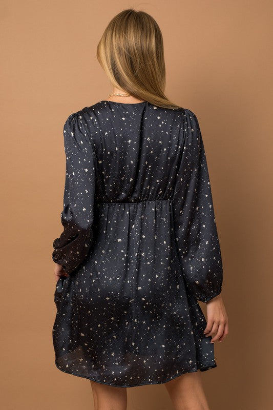 Self Tie Abstract Wrap Dress