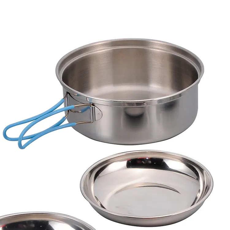 Cooking Portable Camping Pot Stainless Steel Hiking Cooking Pot Mess Kit