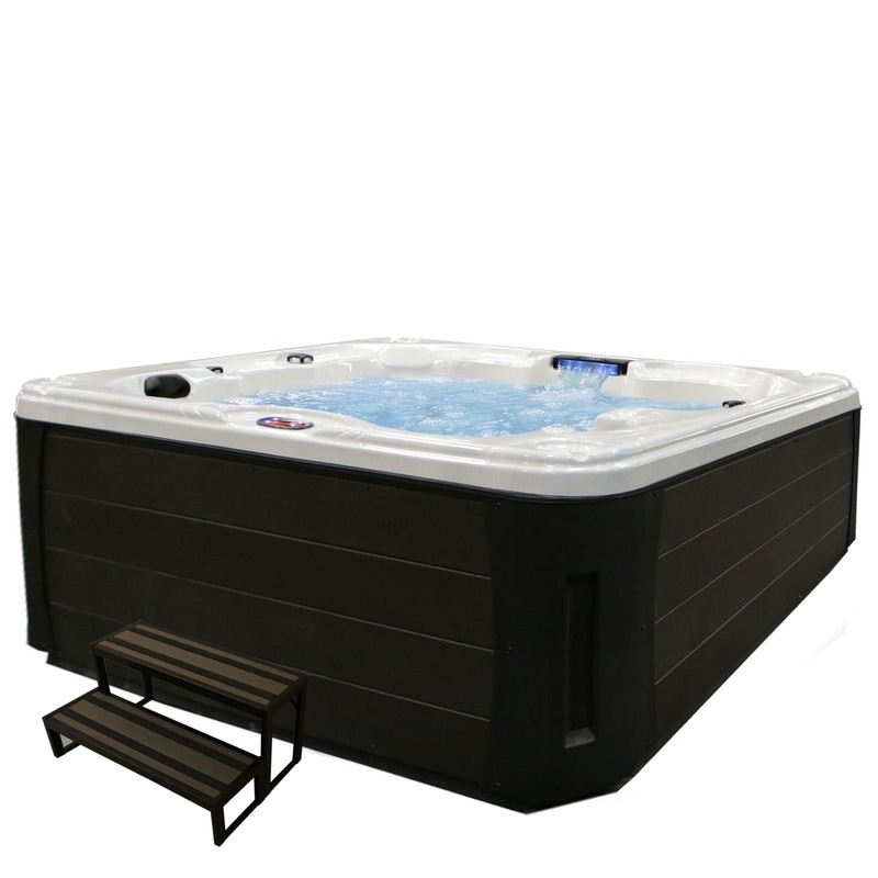 6 Person 30 Jet Premium Acrylic Lounger Hot Tub with LED Waterfall