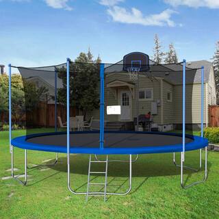 Wateday 16 ft. Round Outdoor Trampoline with Enclosure Net and Ladder Metal PF-W285S00003