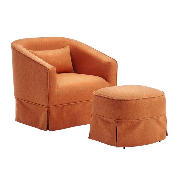 Swivel Barrel Chair With Ottoman，Swivel Accent Chairs Armchair for Living Room