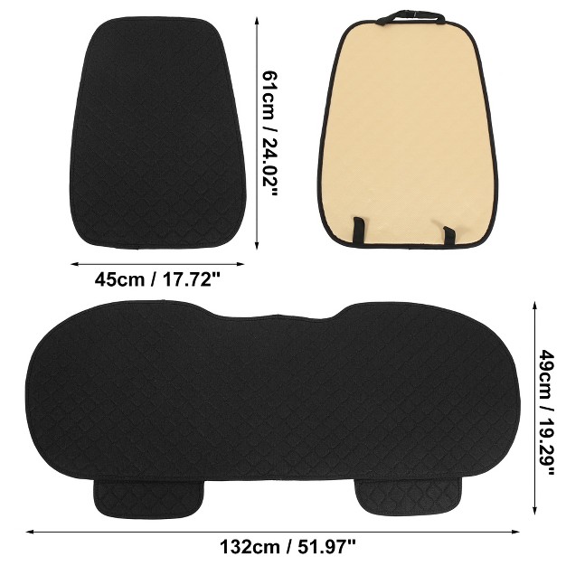 Unique Bargains Universal Car Seat Covers Protector Set Rear Back Seat Cover Flax Fiber Black 3 Pcs