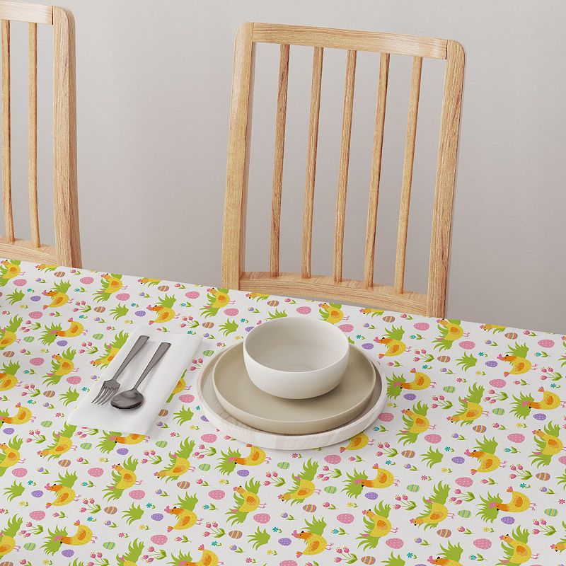 Square Tablecloth， 100% Cotton， 60x60， Cute Springtime Easter