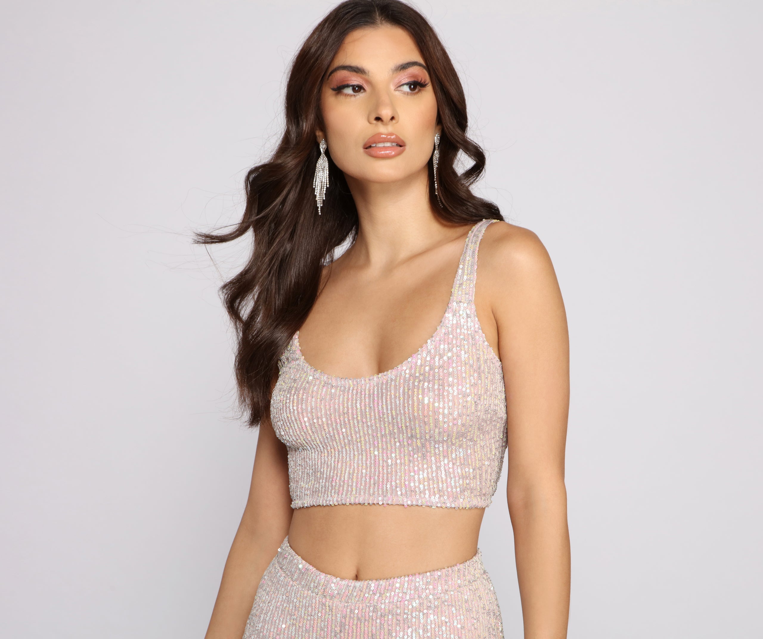 Sassy In Sequins Cropped Tank Top