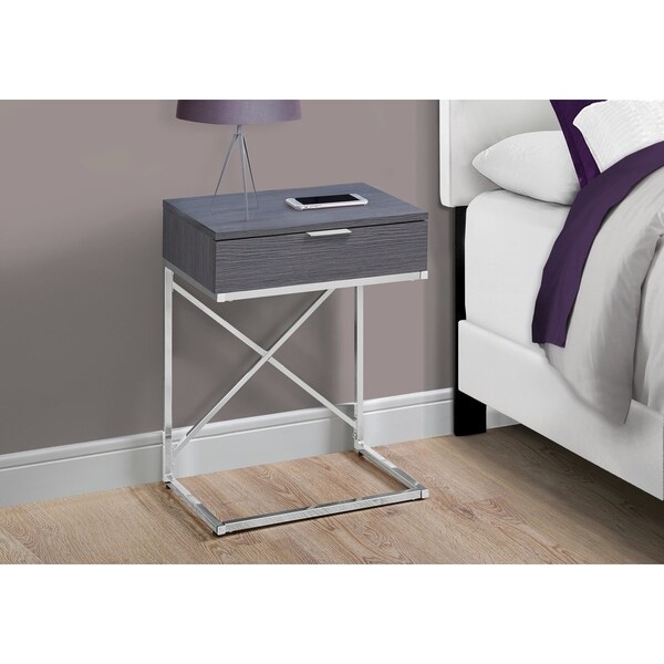 Accent Table， Side， End， Nightstand， Lamp， Storage Drawer， Living Room， Bedroom， Metal， Laminate， Chrome， Contemporary