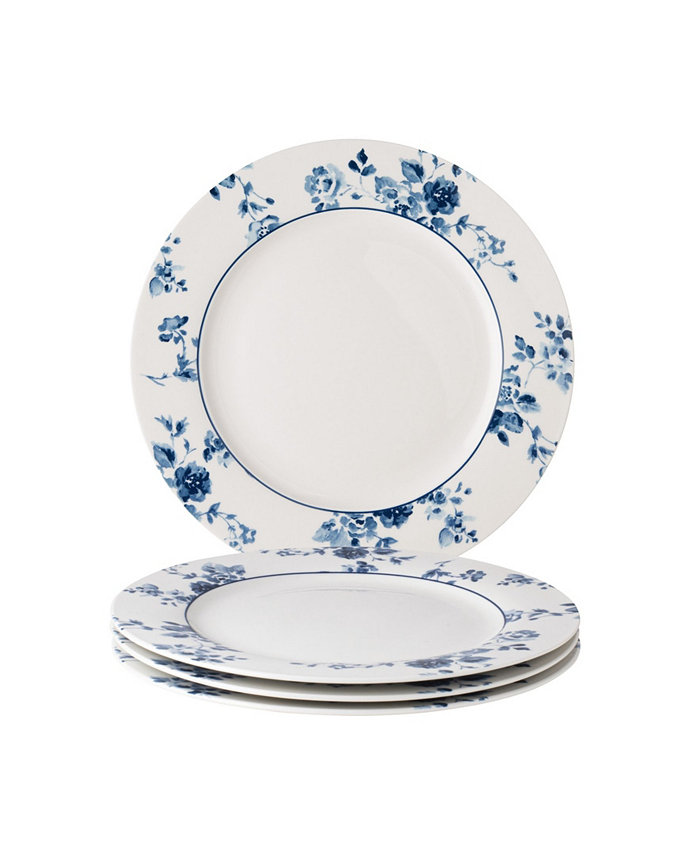 Laura Ashley Blueprint Collectables China Rose Plates in Gift Box Set of 4