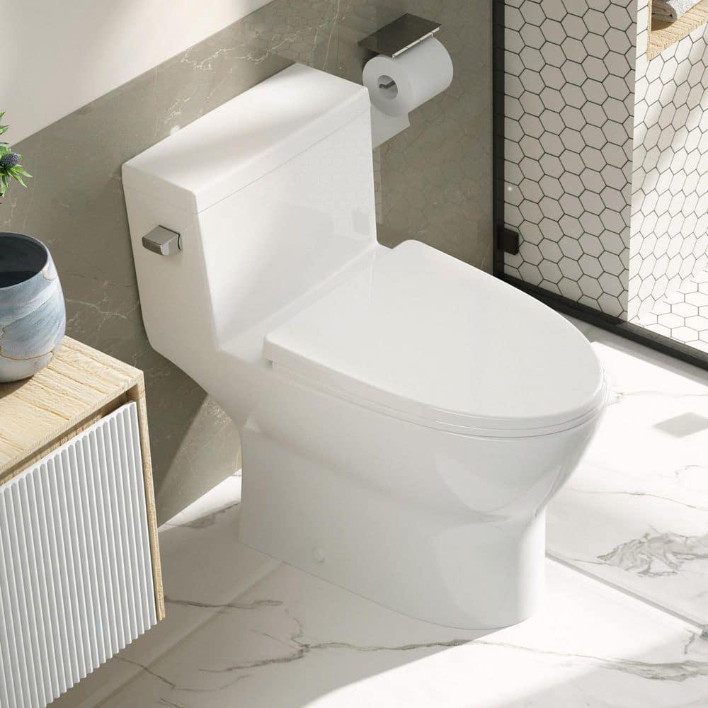 DEERVALLEY DeerValley Concord 12 in Rough in Size 1Piece 128 GPF Single Flush Elongated Toilet in White Seat Included