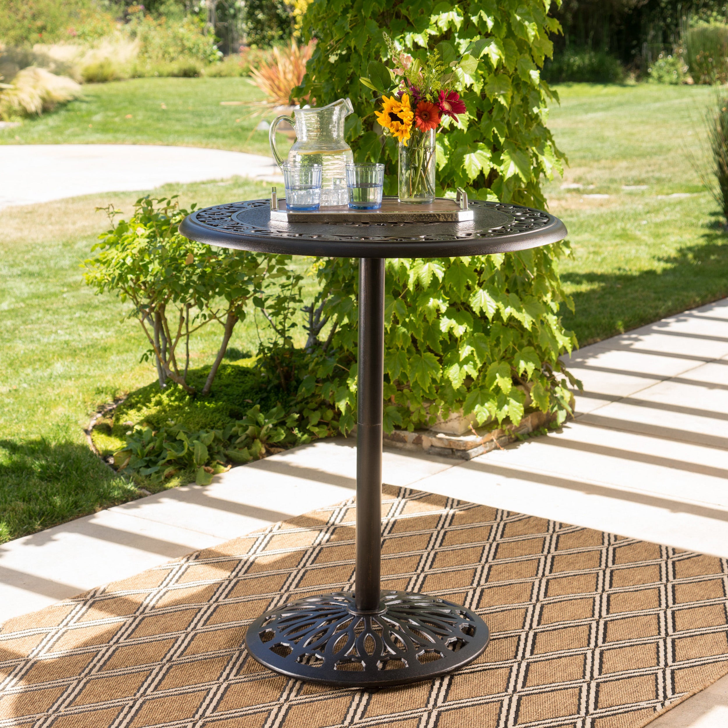 Handel Outdoor Patina Copper Finish Cast Aluminum Bar Table